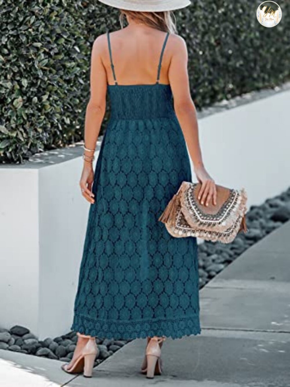 CUPSHE Lace Maxi Jumpsuit V Neck Casual Beach Outfit Cotton Nylon - Picture 2 of 4